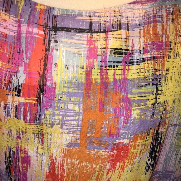 🦋 London Times Colorful Abstract Print & Black Dress, size 14 - Picture 2 of 8